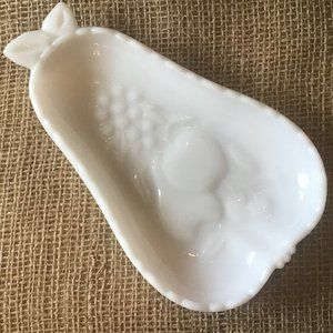 Hazel Atlas Pear Shaped Milk Glass Dish